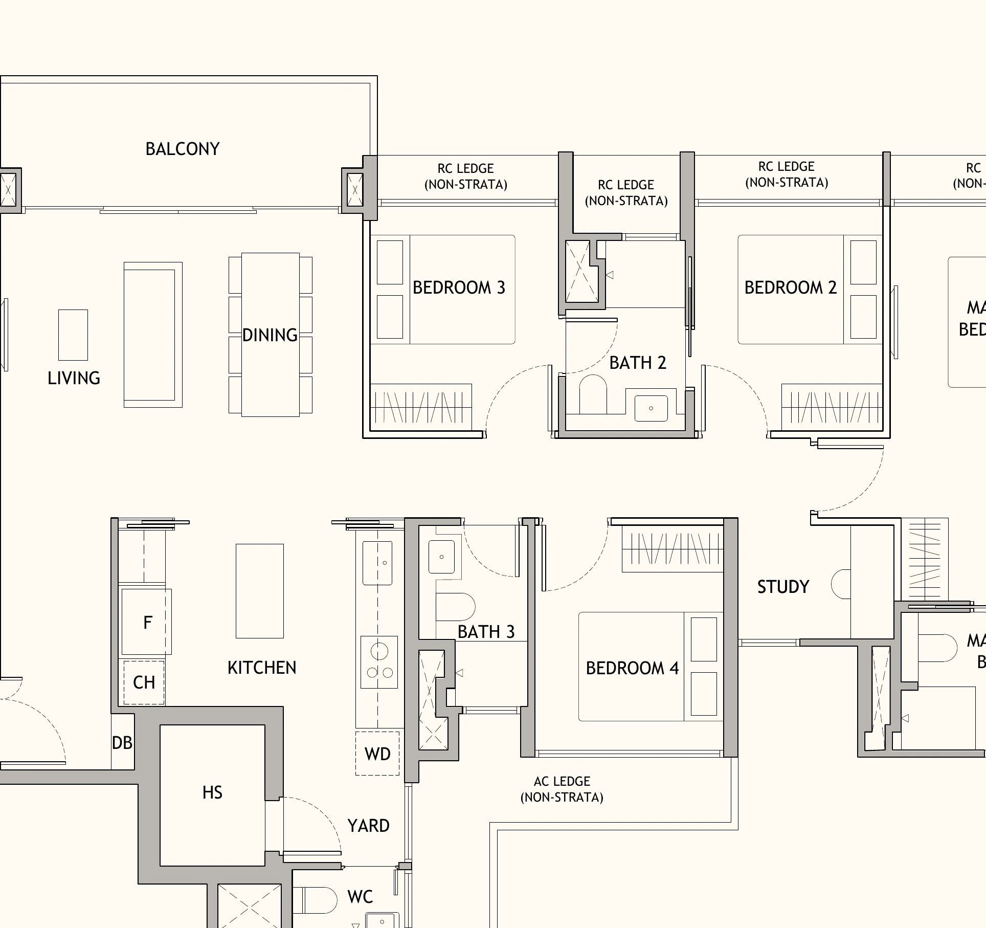 4 Bedroom Premium + Study floor plan for Dunearn House