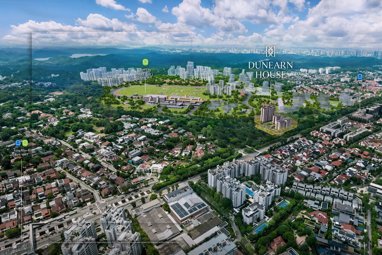 Map of Dunearn House at 760 Dunearn Road, Bukit Timah Turf City, showing surrounding MRT connectivity